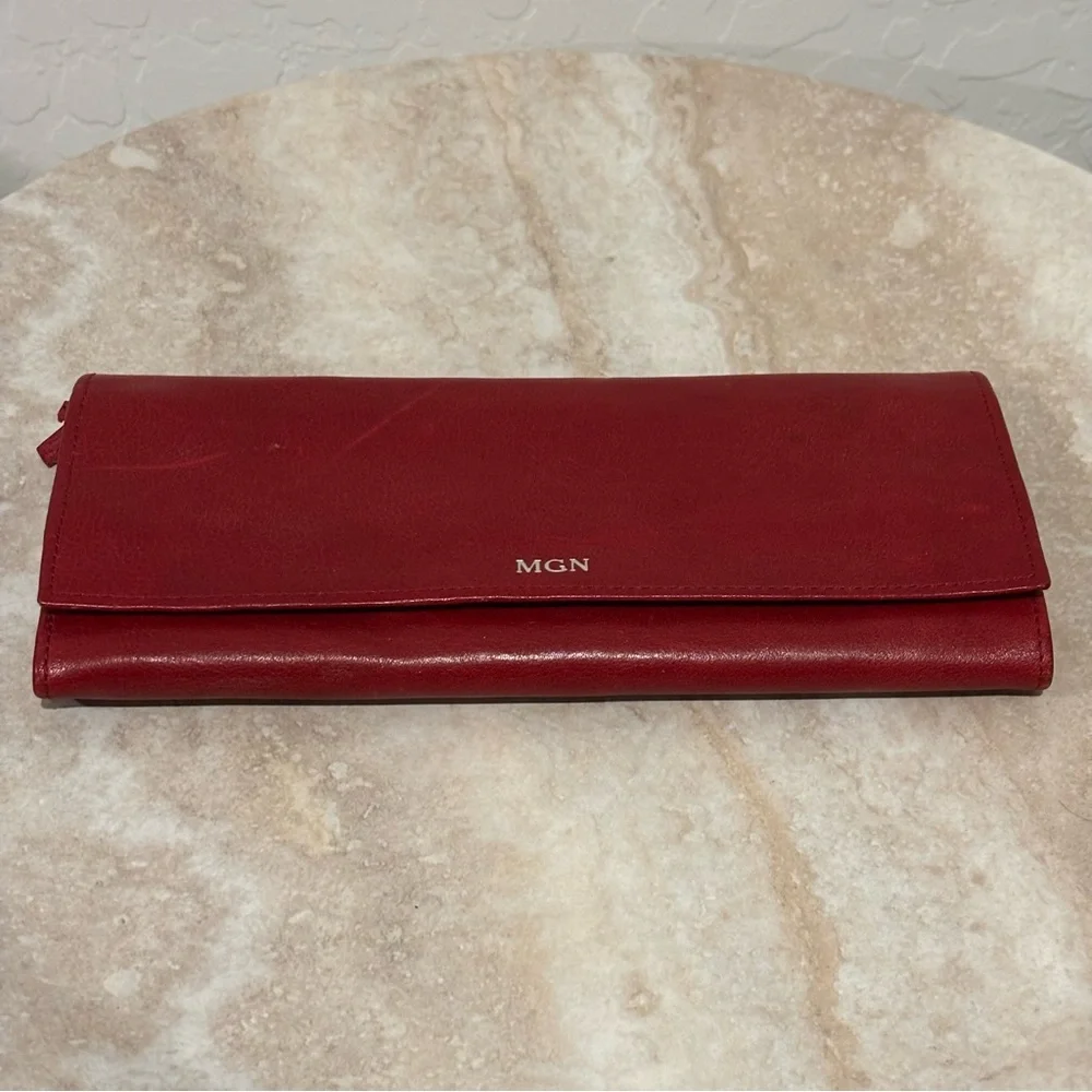 Red Envelope fold over snap travel jewelry wallet